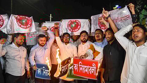All Assam Students’ union burns copy of Citizenship Amendment Act’s rules