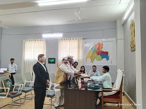 Aam Aadmi Party (AAP) candidate Manoj Dhanowar files nomination for Dibrugarh Lok Sabha seat