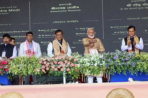 Prime Minister Narendra Modi inaugurates 2 Oil India Limited pipelines projects in a ceremony at Jorhat