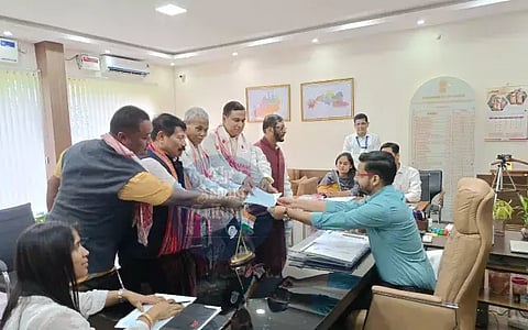AGP candidate Phani Bhushan Choudhury files nominations for Barpeta seat