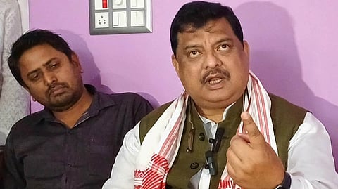 Dhubri Lok Sabha constituency candidate Rakibul Hussain addresses media
