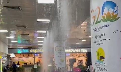 Leakage of water inside LGBI Airport after heavy downpour in Guwahati