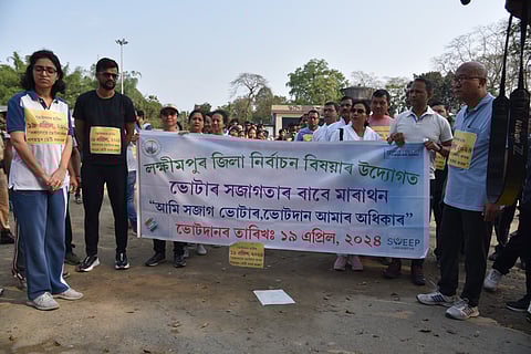 Systematic Voter Education and Election Participation (SVEEP) Cell Lakhimpur organizes marathon