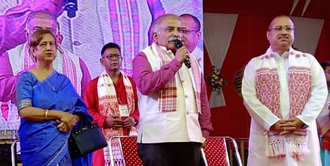 Chief Lieutenant General (retired) Rana Pratap Kalita attends Rongali Bihu celebration in Mangaldai