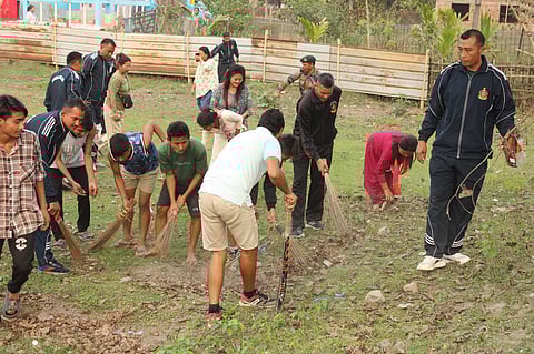 Assam Rifles organized a cleanliness drive at Lokra Garrison