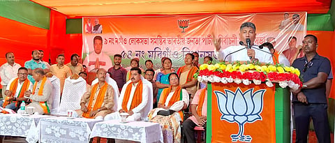 Minister Pijush Hazarika campaigns for Suresh Borah in Morigaon district