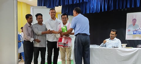 Farewell meet for senior assistant Jadab Gogoi, organized in HCDG College Nitaipukhuri