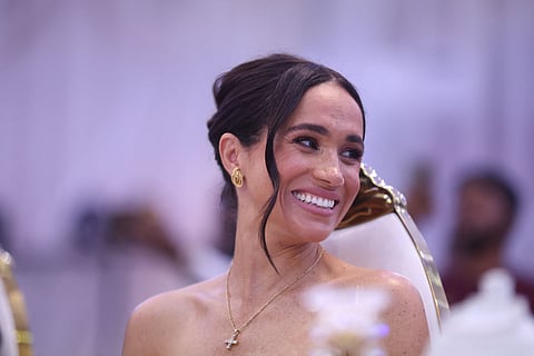 Meghan Markle, Duchess of Sussex wears Princess Diana’s diamond cross necklace