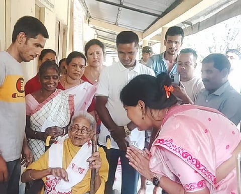 Nalbari District Commissioner Varnali Deka felicitated elderly voters in Nalbari