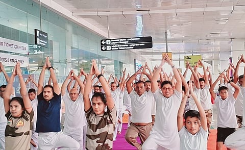 Assam: Pre-yoga awareness session held at Guwahati Airport