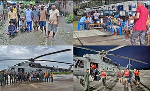 Assam: Indian Air Force chopper airlifts 13 fishermen stranded on sapori