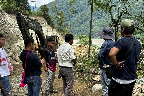 Arunachal: SIC Khopey Thaley inspects landslide area, assesses ongoing restoration works