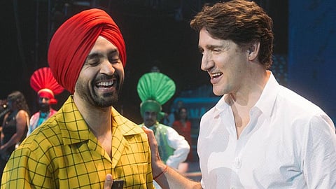 Diljit Dosanjh welcomes Canadian Prime Minister Justin Trudeau on stage