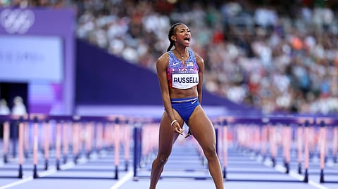 Paris Olympic 2024: American Masai Russell takes 100m hurdles gold by a whisker