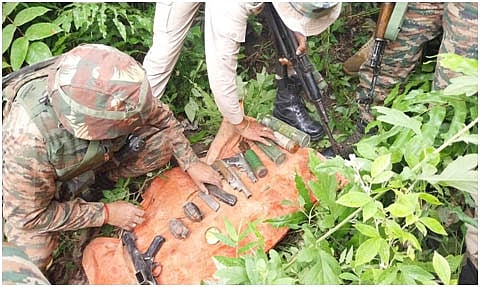 Arms and ammunition recovered in Bishnupur district of Manipur