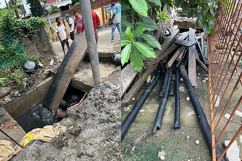 Cement Bags Clog Rukminigaon Drains in Guwahati City