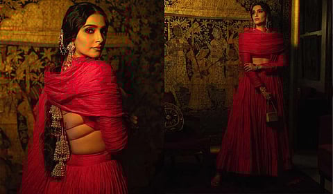 Bollywood actress Sonam Kapoor goes vibrant in red as she blends traditions with style
