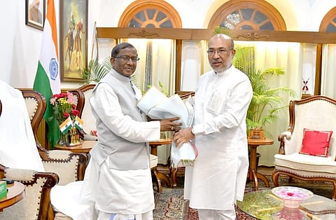 Manipur: CM N. Biren Singh Meets Governor Lakshman Prasad Acharya at Raj Bhavan