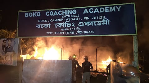 Assam: Fire guts Boko Coaching Academy at Dakuapara village
