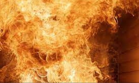 Fire Erupts at Abhinandan Dhaba Near Mitong Bridge in Sivasagar During Durga Puja Celebrations