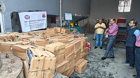 Assam STF Disposes of 37,000 Contraband Bottles in Drug Disposal Drive
