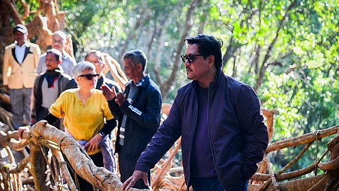 Meghalaya CM Leads 20 km Bus Ride to Siej Village, Focuses on Living Root Bridge and Vision 2032