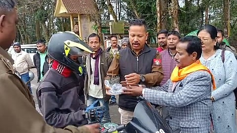 Assam: Road Safety Drive Conducted In Margherita, Rule-Abiding Citizens Rewarded With Saplings