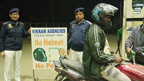 Nagaon Police No Helmet No Fuel