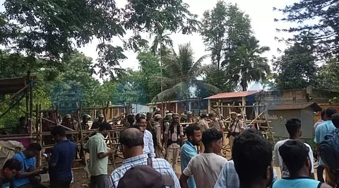 Residents clash with security personnel leading to chaos and violence.