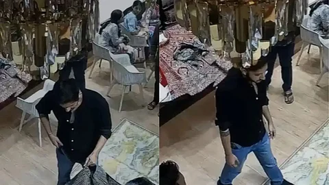 Man cuts up Lehenga in rage at a store, caught on camera