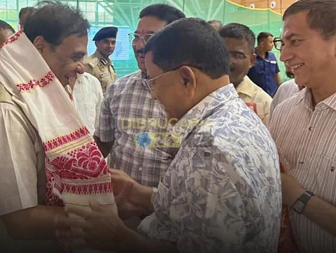 Chief Minister Himanta Biswa Sarma arrived at Dibrugarh airport this afternoon