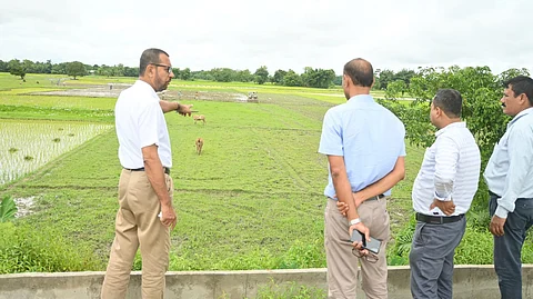 District Agricultural Officer joins field visit to assess crop impact and discuss relief measures with farmers