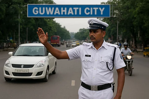 The White Uniform of the Guwahati Traffic Police