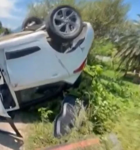 Road Accident at Topatoli: i10 Car Overturns on National Highway