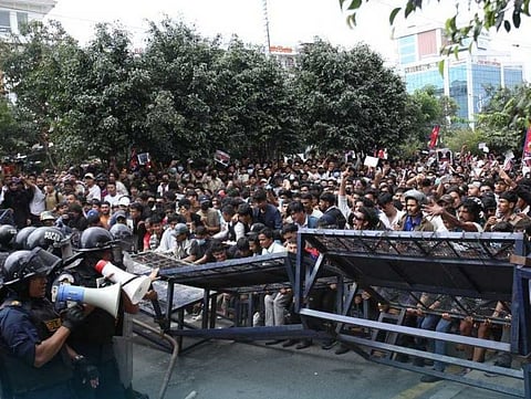 Gen Z activists and Journalists staging protest amid social media ban in Nepal