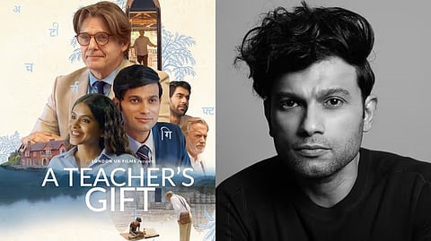 Image of Film poster on the left and Actor cum writer Rajdeep Choudhury on the right