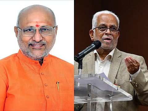 File photo of Vice President election nominees CP Radhakrishnan on the left and Sudarshan Reddy on the right