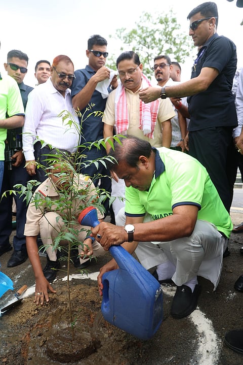 Photo of Assam CM Himanta Biswa Sarma planting neem saplings