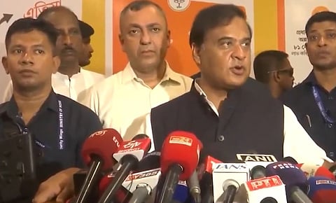 Assam CM Himanta Biswa Sarma addressing the media