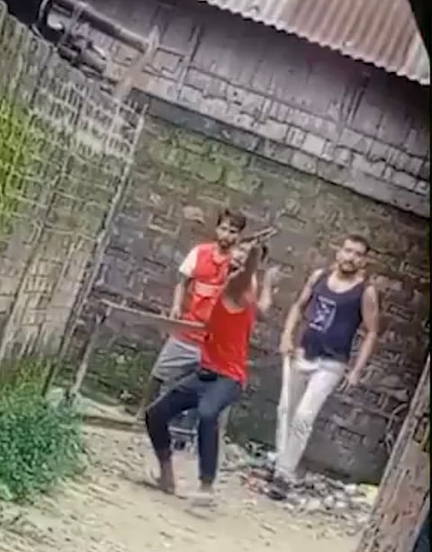DISTURBING: The attackers trying to hit the elderly couple
