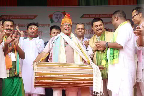 File photo of Chief Minister Himanta Biswa Sarma during a campaign at BTR