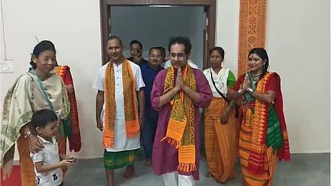 Image of Tipra Motha Founder Pradyut Deb Barma being welcomed in the BTR