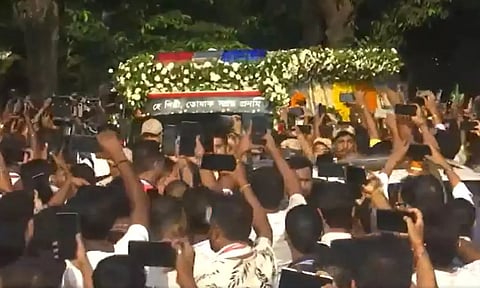 Assam's Iconic singer Zubeen Garg's Mortal Remains being received at Guwahati Airport