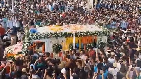 The Flower Laden Truck Carrying the Mortal Remains of Zubeen Garg