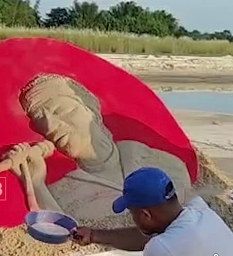 A local sand artist from Dhekiajuli brought the late Zubeen Garg to life