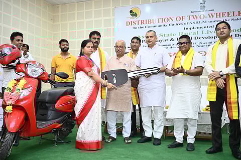 367 community cadres across Cachar district received scooters under the Sakhi Express scheme at a grand ceremony held at Udiyaman Mahila CMTC