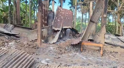 Image of Tengatol village where the Naga miscreants fired up 90 houses.