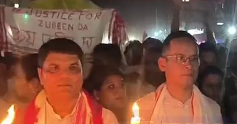 Image of MP Gaurav Gogoi during the candlelight rally