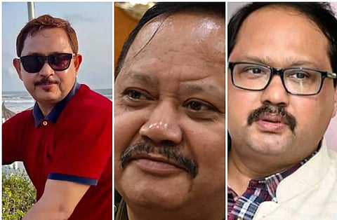 Image of Mahanta Brothers- Shyamkanu Mahanta on the left, Bhaskar Jyoti Mahanta on the middle and Dr. Nani Gopal Mahanta on the right