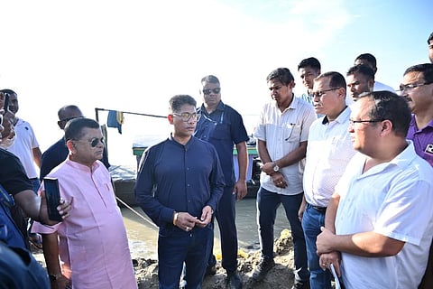 Assam: Minister Pijush Hazarika visits erosion-affected site in Dibrugarh